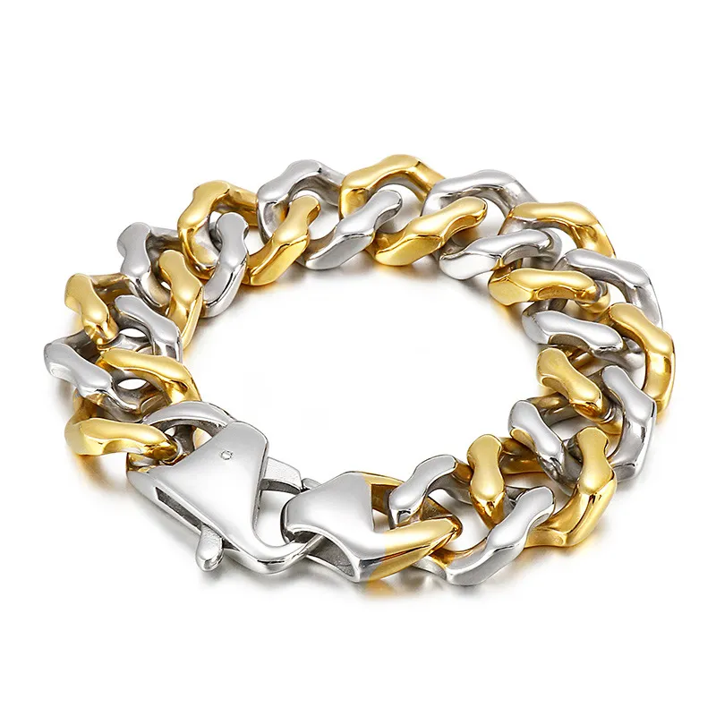 PROSTEEL Cuban Link 6MM Wide 18K Gold Chain Bracelets Punk Mens Women  Jewelry Gift, 19