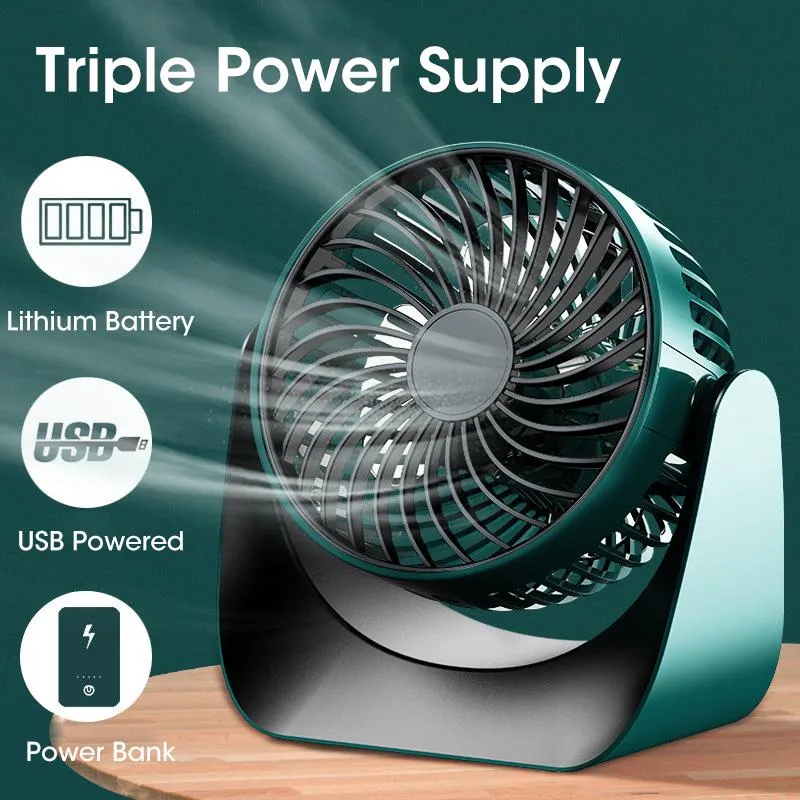 Fans Portable Fan USB Rechargeable Fans For Home Offic Outdoor Car Dormitory Mini Cooling Mute Table Fan 360° 3Speed Wind Adjustment