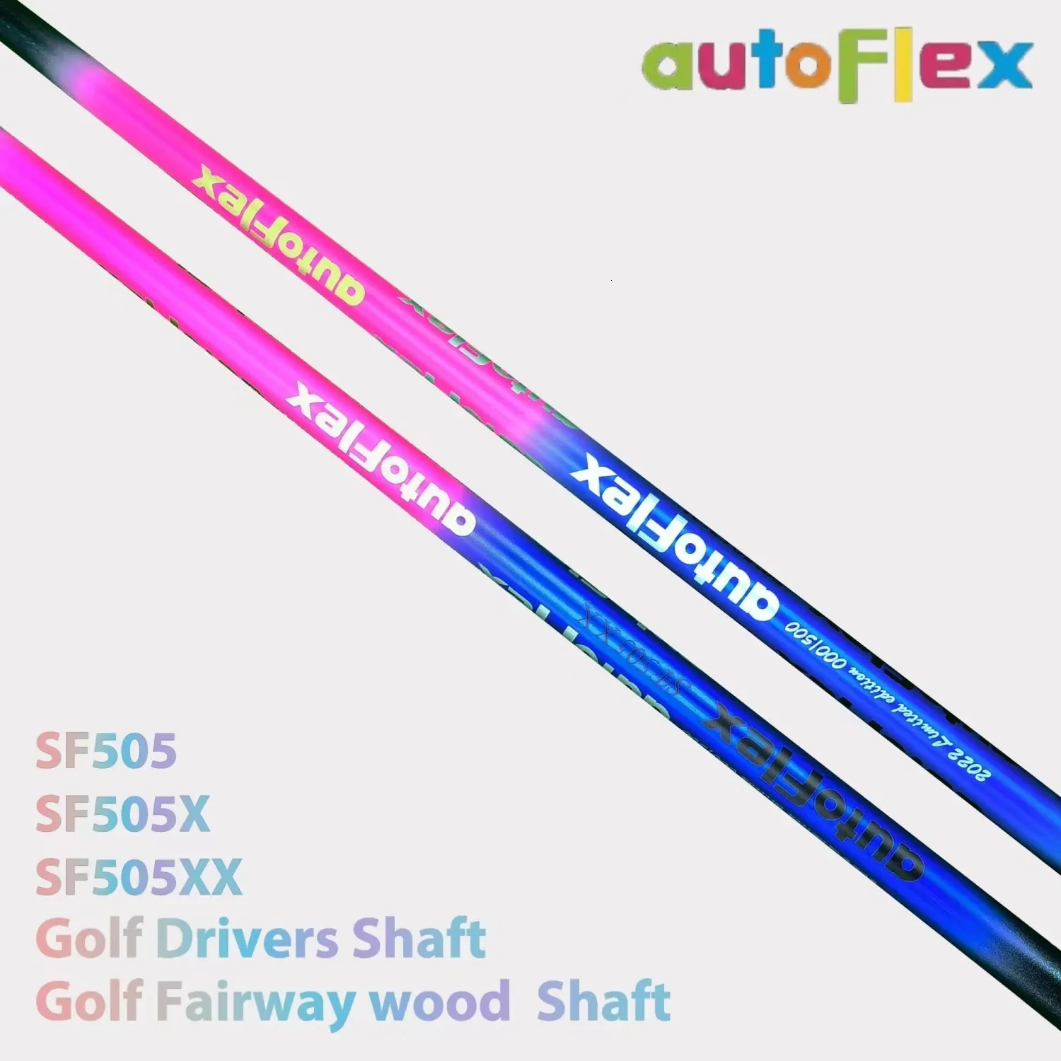 Club Shafts Brand Golf Drivers Shaft Colorful AutoFlex Golf Shaft SF505XXSF505SF505X flex grafitaxelfri monteringshylsa och grepp 230607