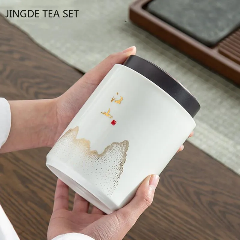 Tools Chinese Retro Ceramics Tea Caddy Spice Household Dried Fruit Storage Tank Portable Sealed Jar Travel Tea Boxes Coffee Canister