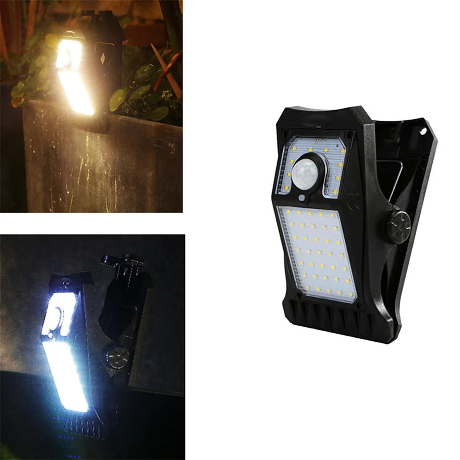 45LED Solar Light Clip Motion Sensor Lights 3 Modes 3 Mounting Ways IP65 Waterproof Security Light for Fence, Deck, Wall, camping, landscape Patio