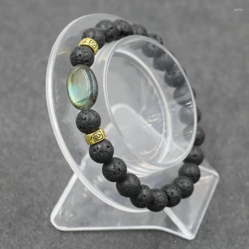 Bracelets porte-bonheur femmes hommes Bracelet tibétain bouddha perles pierre naturelle Howlite lave Chakra Mujer bijoux cadeau