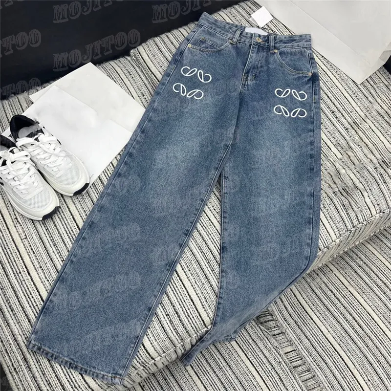 Embroidery Pattern Women Jeans Pants Design Straight Leg Trousers