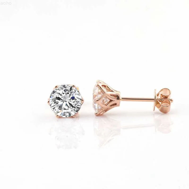 Boucles d'oreilles en diamant de laboratoire en or rose 18 carats personnalisées en or rose 18 carats avec bijoux de Provence