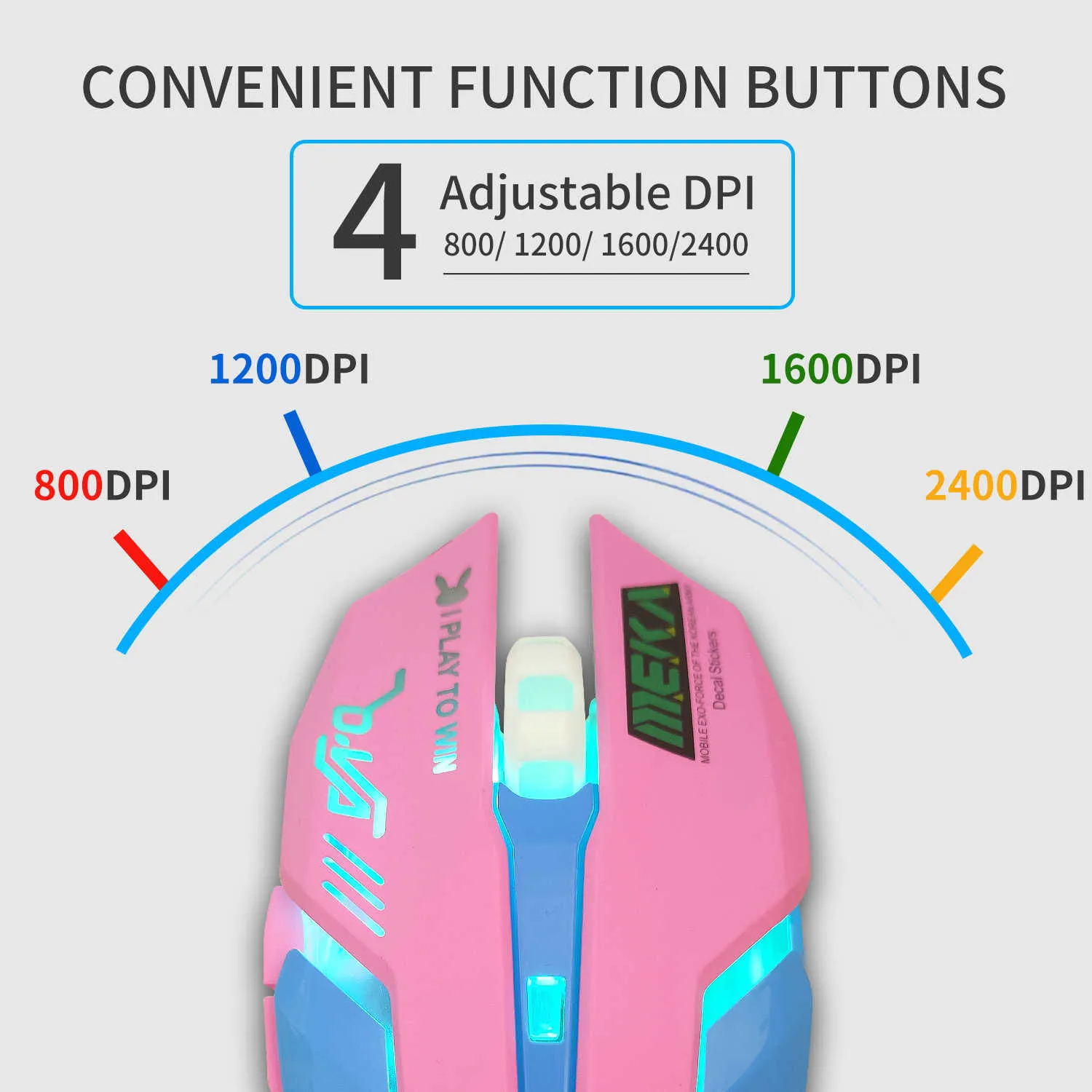 Mouse Mouse Mouse da gioco cablato USB Mouse professionale per computer rosa Mouse retroilluminato colorato per PC portatile dati