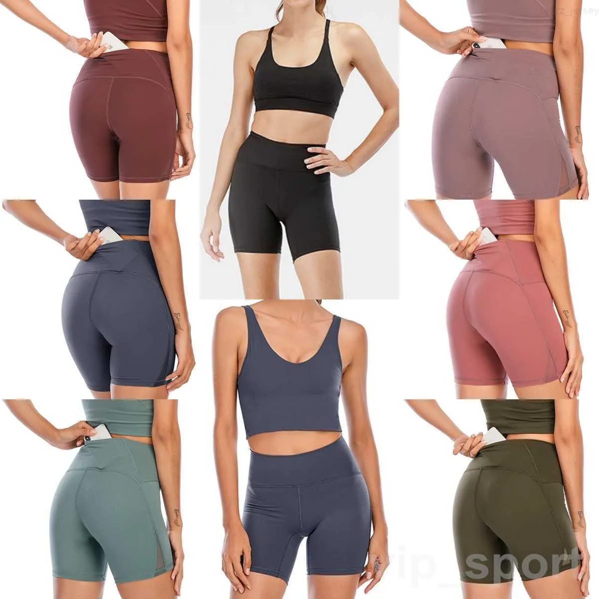 Lu Align Lu Damen Nackte Yoga-Shorts, Fitness, 3, kurz, eng, drei Hosen, Sportbekleidung, hohe Taille, Yoga-Hosen, elastische Hosen, Lauf-Leggings, Fitnessstudio