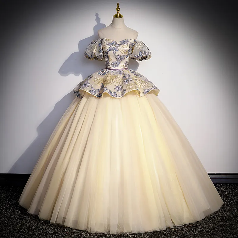 Flower Jacquard Champagne Princess Gown - Vintage Rococo Ball Gown,  Medieval Renaissance Costume, Royal Victoria Dress Custom Size Available  from Dhgate Theme Costume - price 160.41
