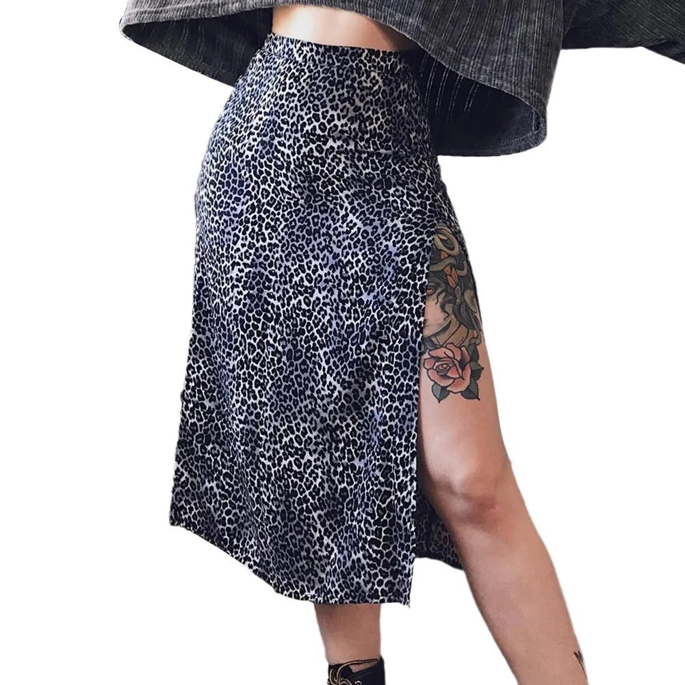 Skirts Summer Fashion Women Sexy Skirt High Waist Wraps Clubwear Leopard Floral Printed Streetwear Slim Split Beach Casual Midi Dress 230607