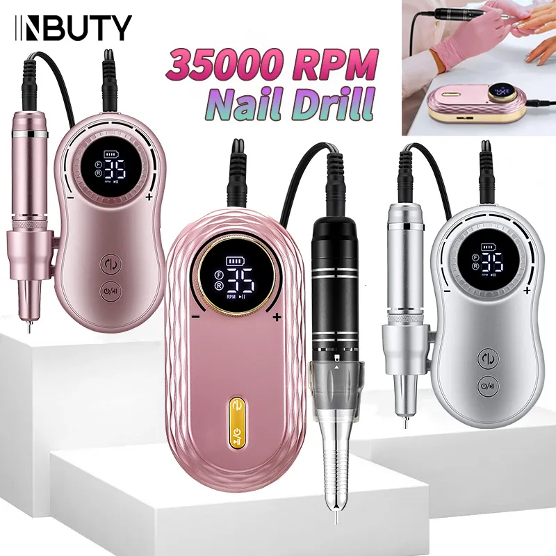 Conjunto de manicure para unhas INBUTY 35000RPM furadeira elétrica máquina recarregável para salão de beleza polidor de gel lixadeira ferramenta profissional 230606