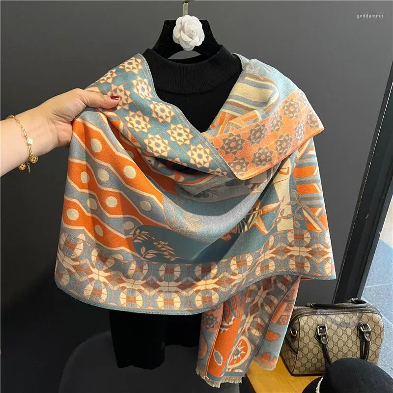 Szaliki luksusowe kaszmirowe szal szalik dla kobiet ciepłe paszmina żeńska konna marka projektowy koc bufanda stoli echarpe 2023