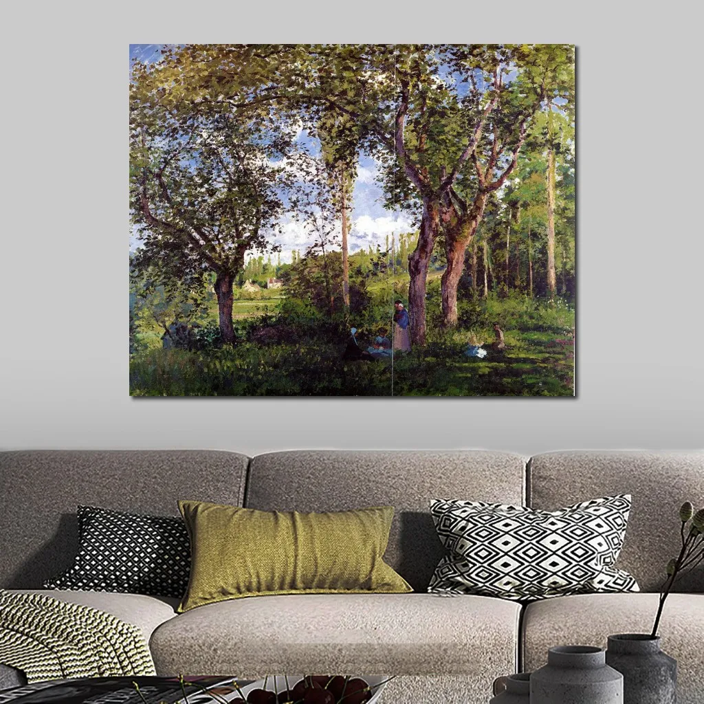 Canvas Artwork Landscape med barnvagnar Camille Pissarro målning handgjorda impressionistiska landskapskonst för matsal