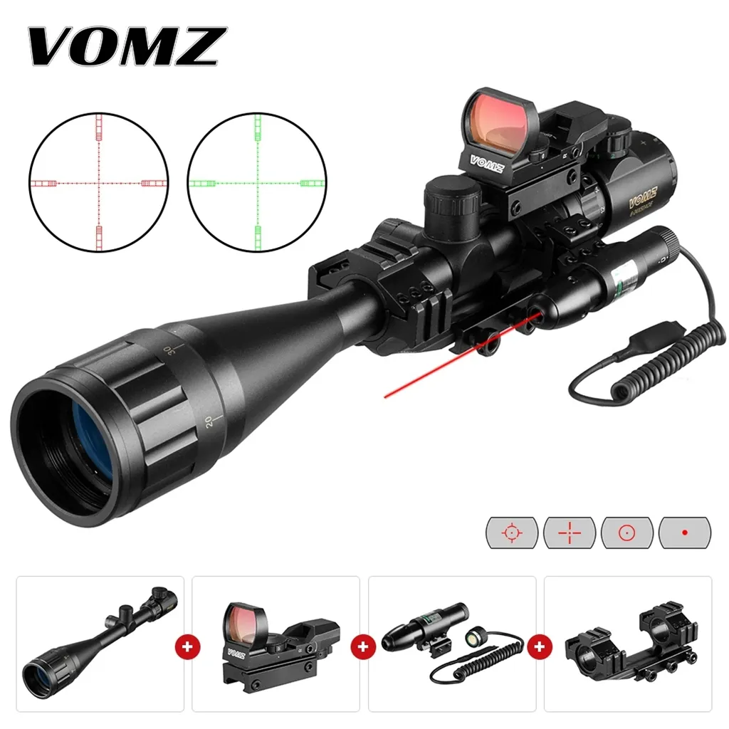 Riflescope 1X40 táctico punto rojo mira visor caza holográfica mira de punto  verde combinación de lupa 3x