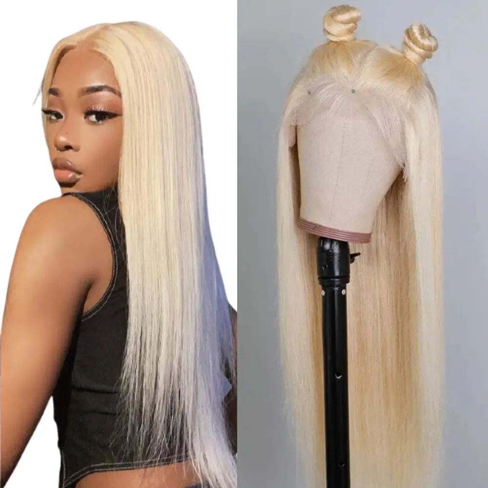 613 Lace Frontal Wig Human Hair 13x4 Blonde Lace Front Wig 150% Cheveux Raides Brésiliens Remy Honey Blonde Perruque pour Femmes