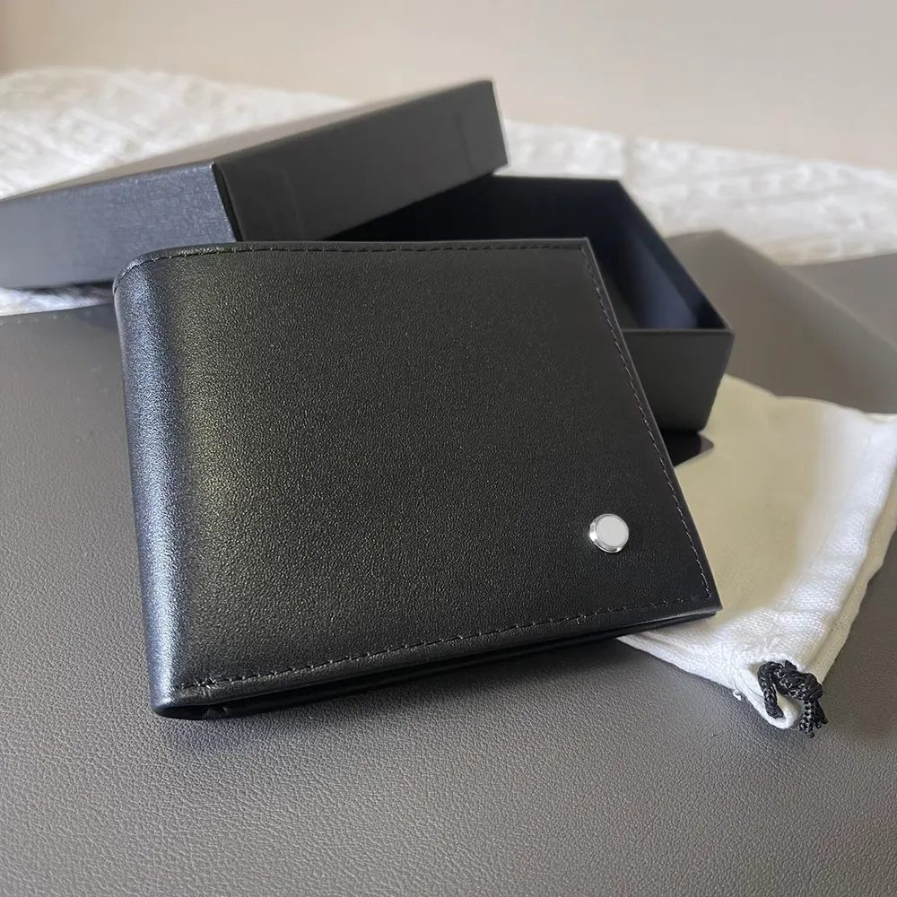 Mens Leather Short Wallet German Style Card Holder Designer Purse Black Purse Kreditkort Fodral kommer med Box Pocket Purses
