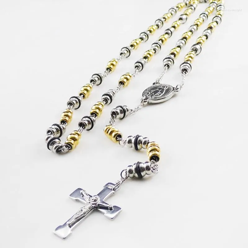 Catene Tisnium Jesus Cross Pendant Lady Collana Donna Maglione a catena lunga in acciaio inossidabile di alta qualità con perline