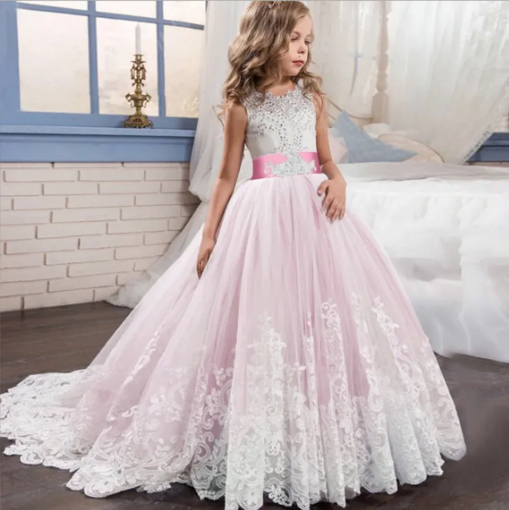 Girls Summer Dress Girls Children Long Princess Dress Vestido Party Wedding Dress 3 10 12 Years Y19061501