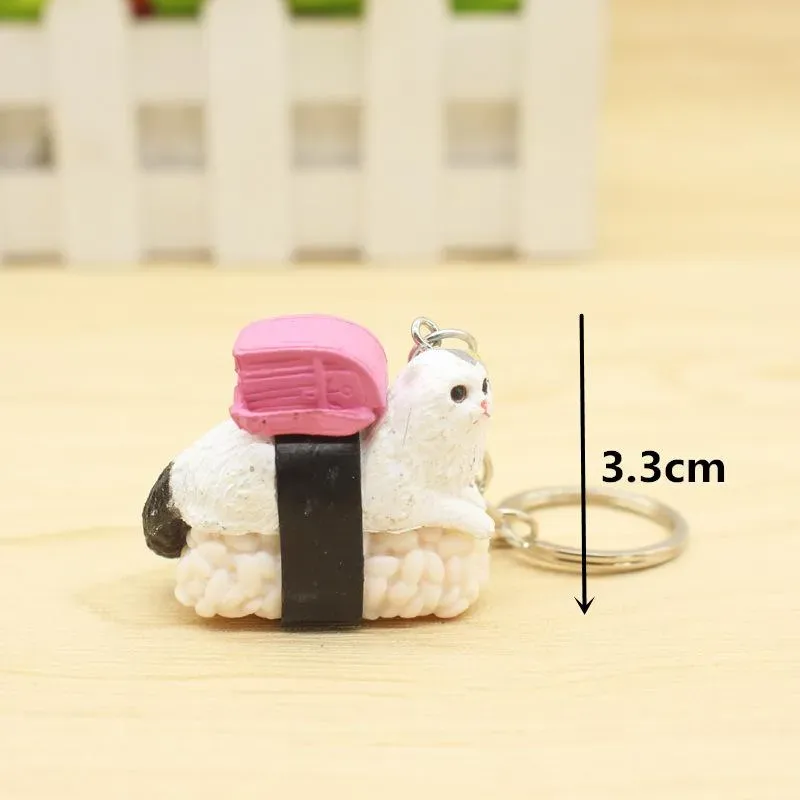 Creative Cat Sushi Keychain Key Rings Handbag Hanging Pendants Phone Charms Key Chain Gift for Kids DH8887