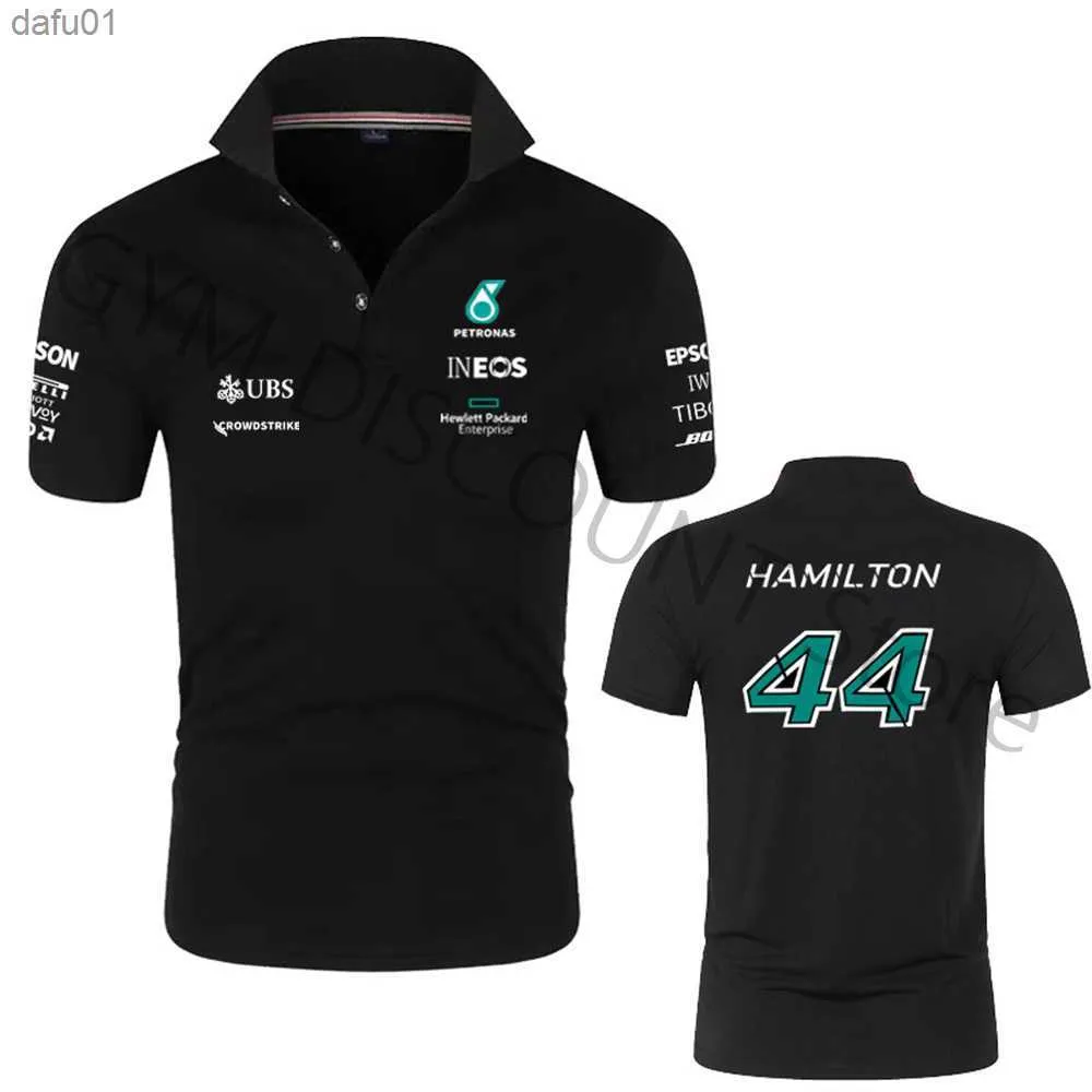 2023 Formel-1-Rennfahrer Nummer 44 Lewis Hamilton F1 Racing Fans Kurzarm-Team-Poloshirt für Herren/Damen, übergroßes T-Shirt L230520