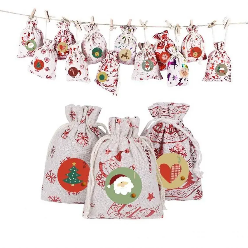 Mini sacs suspendus de noël mignon bonbon cadeau bonhomme de neige père noël cerf ours bas pour arbre décor pendentif chaud JN07