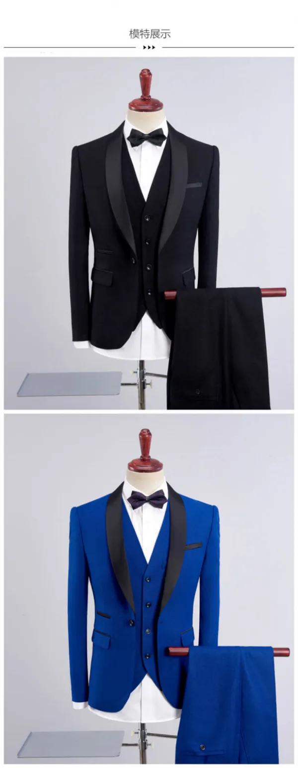 Conjunto de terno casual de negócios masculino de três peças