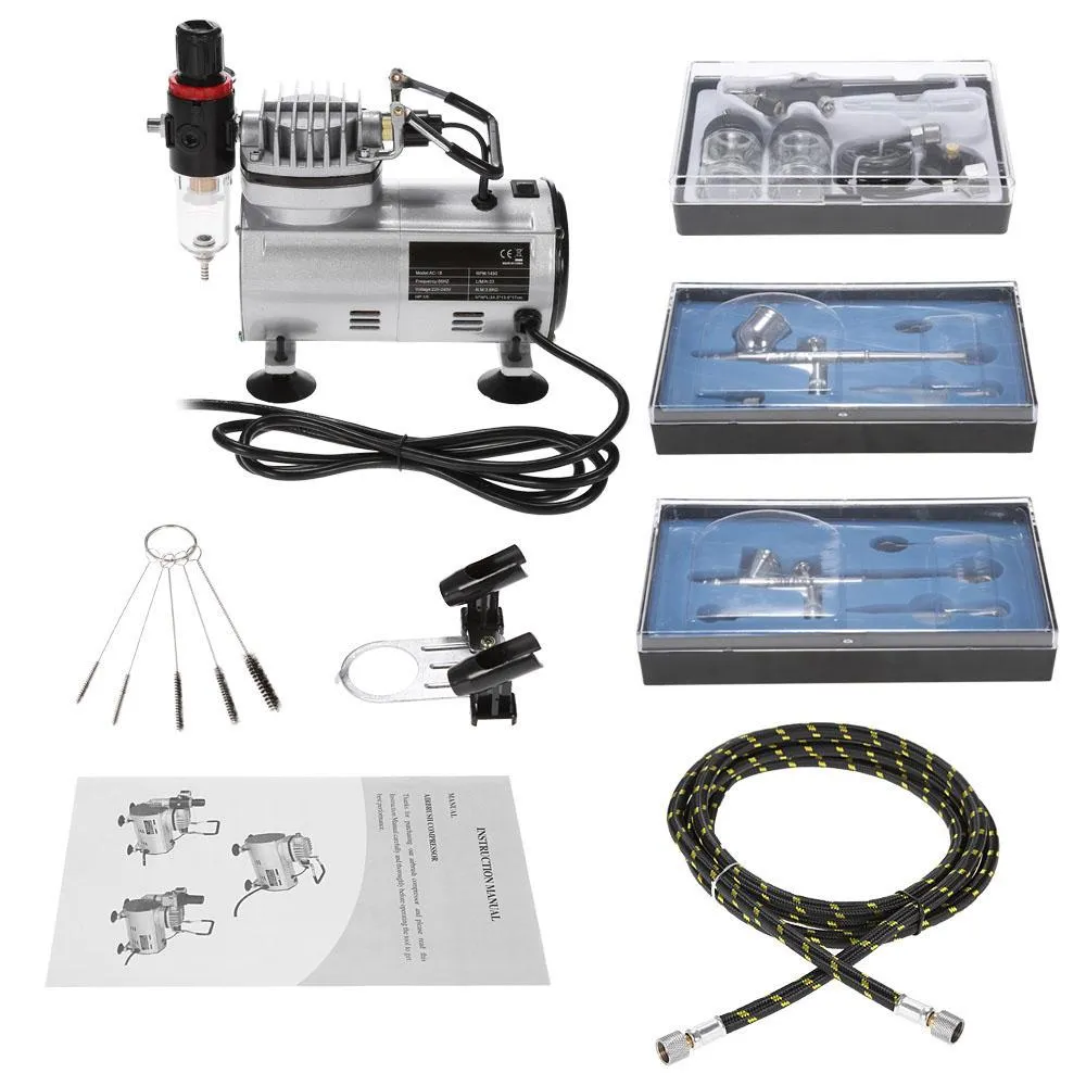 Spraypistolen Professional 3 Airbrush Kit с воздушным компрессором Hobby Spray Air щетка наборы тату