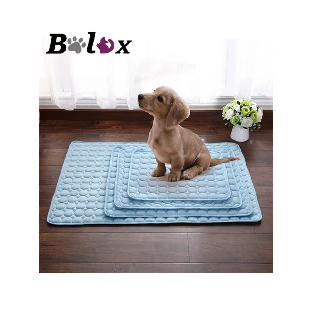 Pet Pad Summer Cooling Mat Dog Beds Mats Blue Pet Ice Pad Cool Cold Silk Moisture-Proof Cooler Mattress Cushion Puppy Sleeping