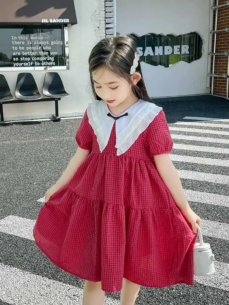 Flickas klänningar barn sommar för flickor söt röd casual prinsess klänning barn flicka kläder 6-15 år