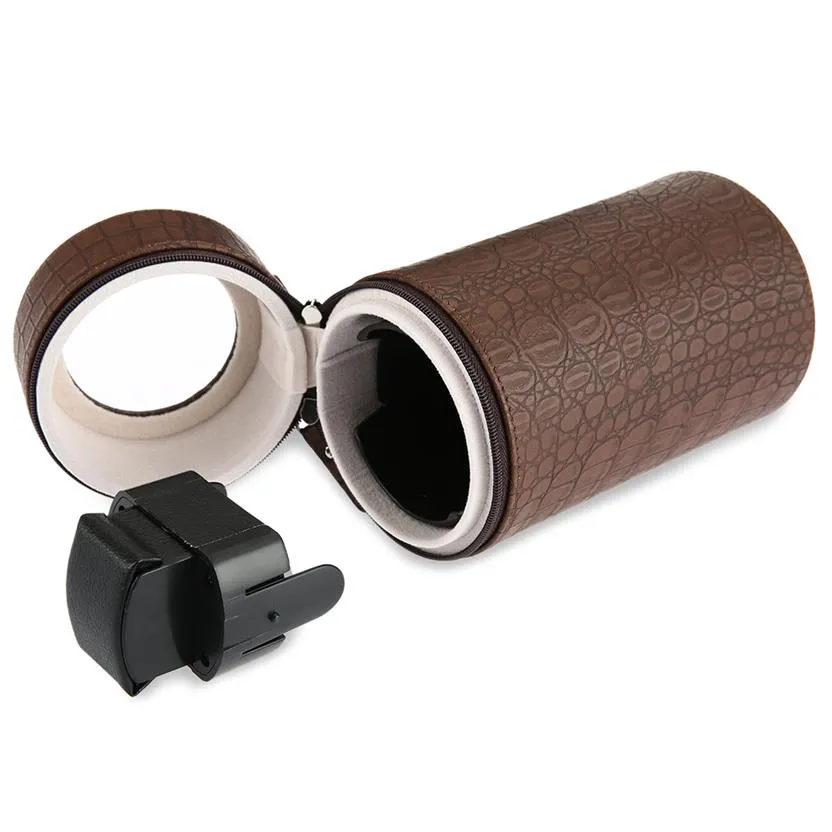 Silent Cylinder Shaped Wrist Watch Winder Box With EU Plug Auto Winder