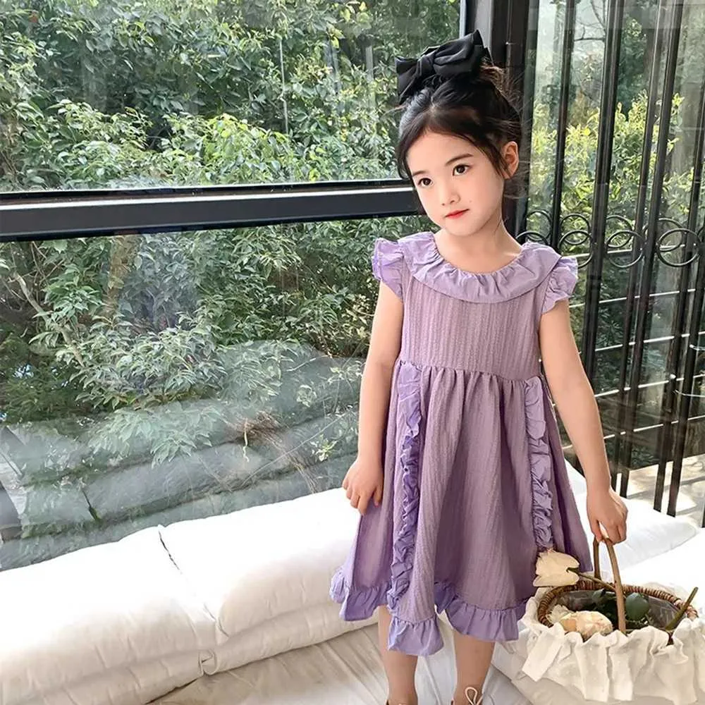 Girl's Dresses Toddler Baby Summer Tank Dress Children Purple Cotton Sundress Sleeveless Clothing Kids Casual for Girls