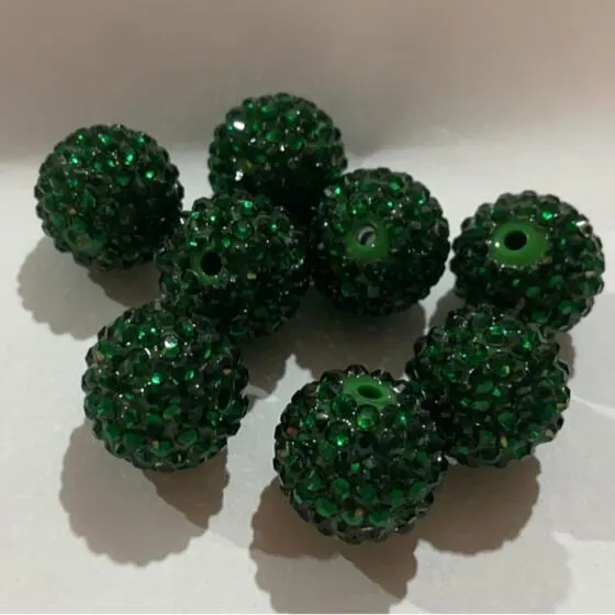 Cristal Kwoi Vita cor verde resina strass bola contas atacado 20 mm robusto 100 peças joias para crianças e meninas