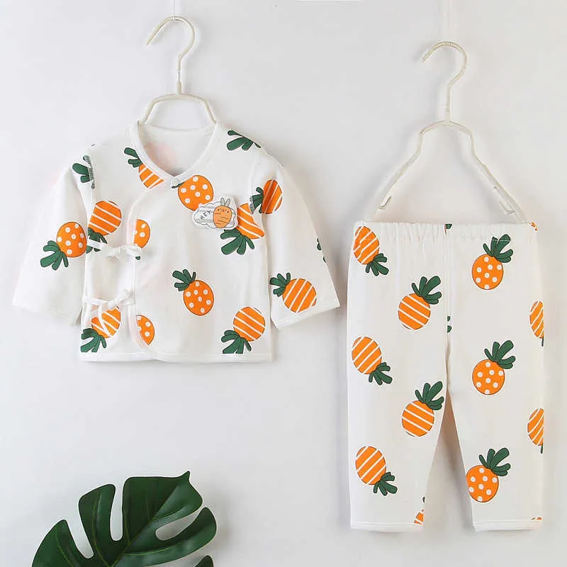 Kläder Underkläder Pure Cotton, Thin Summer, Spring and Autumn Split Body, Baby Monk Suit, Two-Piece Set, Newborn