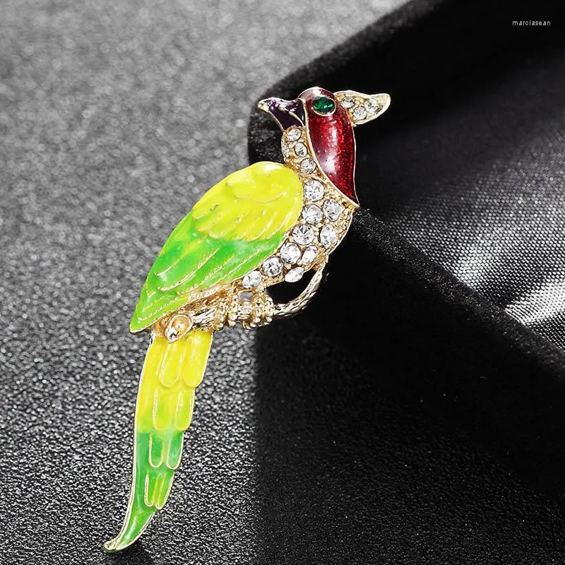 Brooches Fashion Women Enamel Birds Brooch Accessory Birthday Gift Small Rhinestone Crystal Pins Hijab Accessories