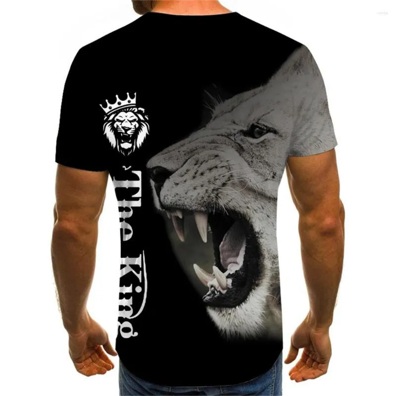 Мужские футболки Мужская футболка с принтом льва Топы с короткими рукавами 3D футболки для мужчин Футболка большого размера с изображением боевых животных Дизайн одежды