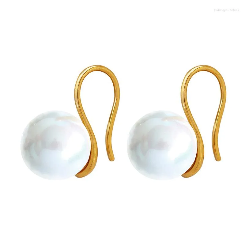 Stud Earrings Retro Fashion Pearl Anti Allergic Titanium Steel Gold-plated Woman's Earring Party Birthday Gift