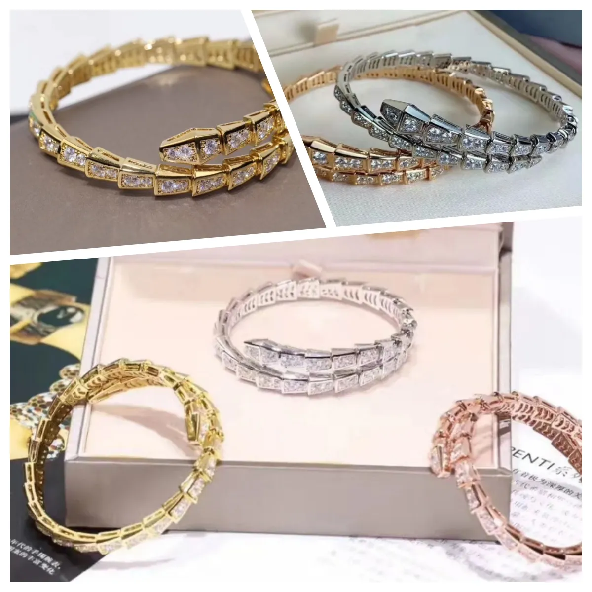 Дизайнерские браслеты змеиный браслет дизайнерские украшения роскошные браслеты браслет для мужчин для женщин браслет из змеиной кости ретро металлические браслеты для вечеринок на заказ без коробки 5А