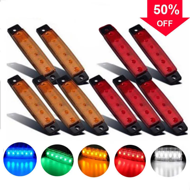 Side Led Light Yellow 6 LED Truck Side Marker Lights Yellow White Red Waterproof Clearance ...