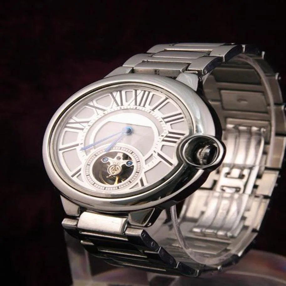 Mens Automatic Stainless Steel Watch With White Ww Face Model 021347W