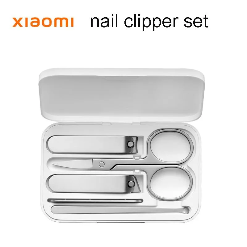 Sun 5pcs Xiaomi Mijia Stainless Steel Nail Clippers Set Trimmer Pedicure Care Clippers Earpick Nail File Professional Nails Manicure