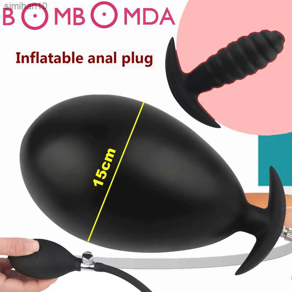 Uppblåsbar analpluggutbyggbar rumpa med pump anal dilator massager vuxna produkter silikon analsexleksaker för kvinnor män l230518
