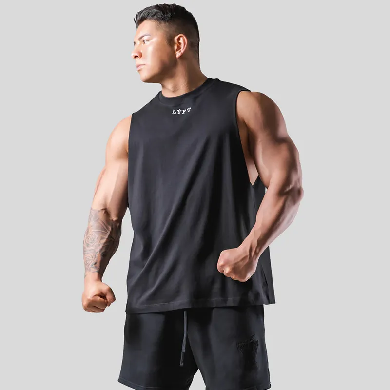 Sommer männer Schwarz Sport Mode Rundhals Weste Baumwolle Workout Bodybuilding Ärmellose Shirts Gym Training männer Casual