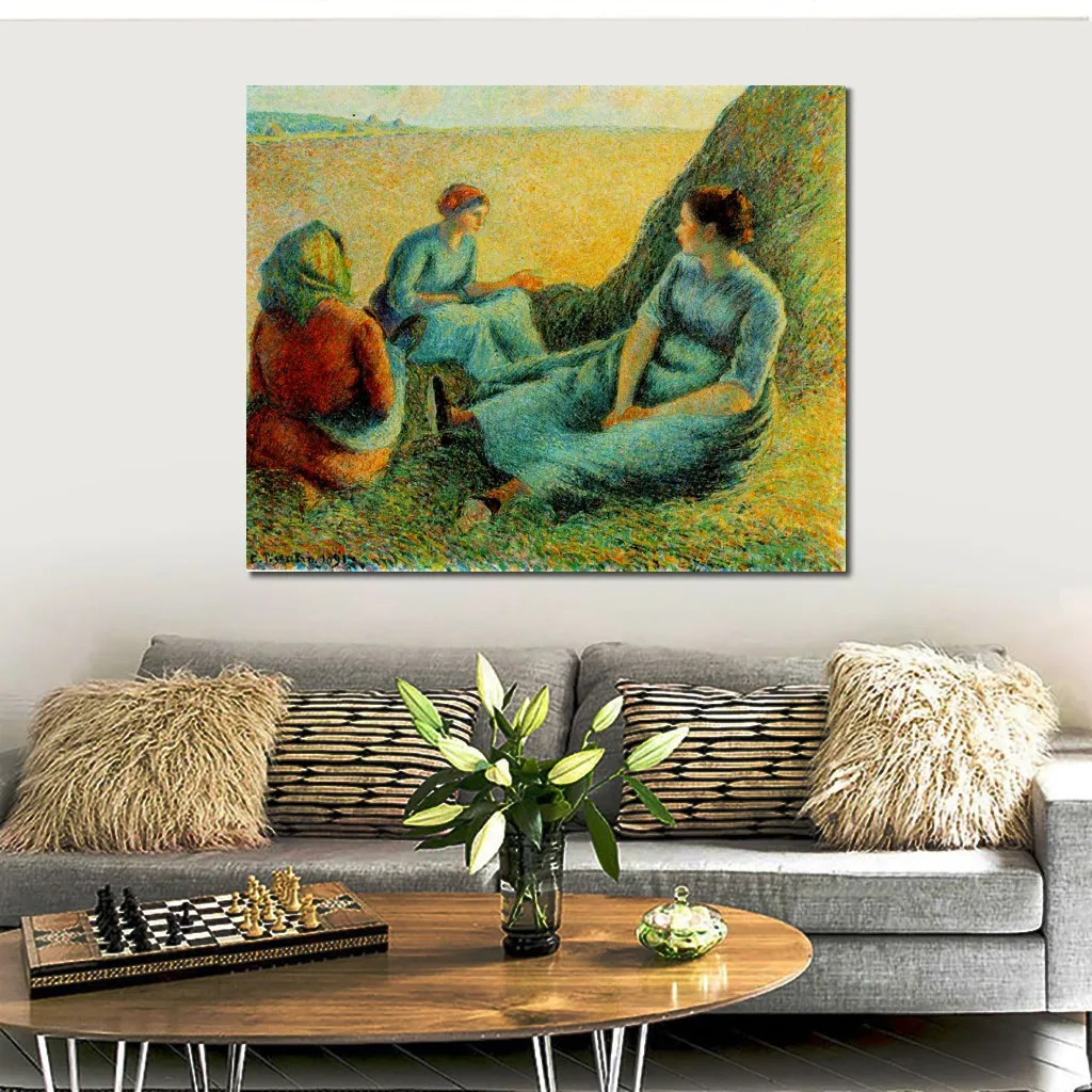 High Quality Handcrafted Camille Pissarro Oil Painting Haymakers Resting Landscape Canvas Art Beautiful Wall Decor
