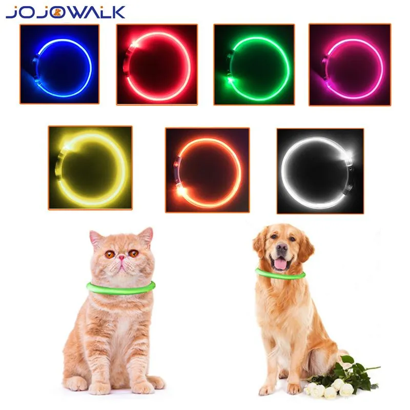 Halvhundkrage LED USB laddningsbar lysande blinkande kattkrage utomhus promenad glödande nattsäkerhet halsband levererar husdjursprodukter