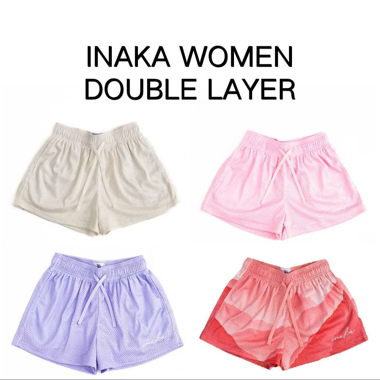 Kvinnors shorts Inaka Shorts Kvinnor Double Mesh Shorts Basic Colors Gym Grafiska Inaka Power Shorts för kvinnor 230607
