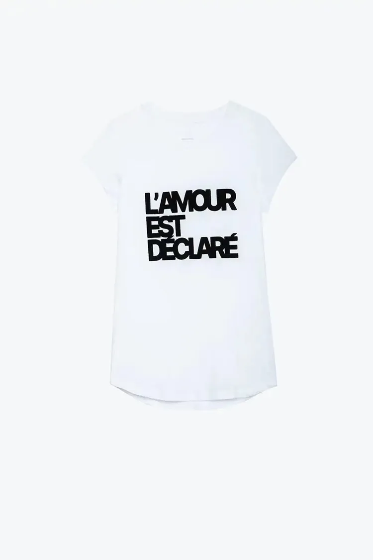 24SS Zadig Voltaire New Niche Designer Pullover T-shirt Fashion Trend Women Simple Summer Cotton T-shirt Lettre classique Impression Flock