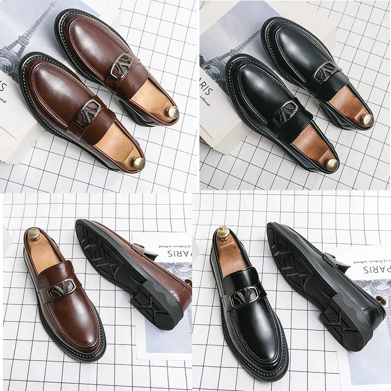 Marques de luxe Nouveaux Hommes Chaussures Noir Marron Mocassins En Cuir De Vache Classique Confortable Casual Chaussures D'affaires Gentleman Bout Rond En Cuir Chaussures Taille 38-44