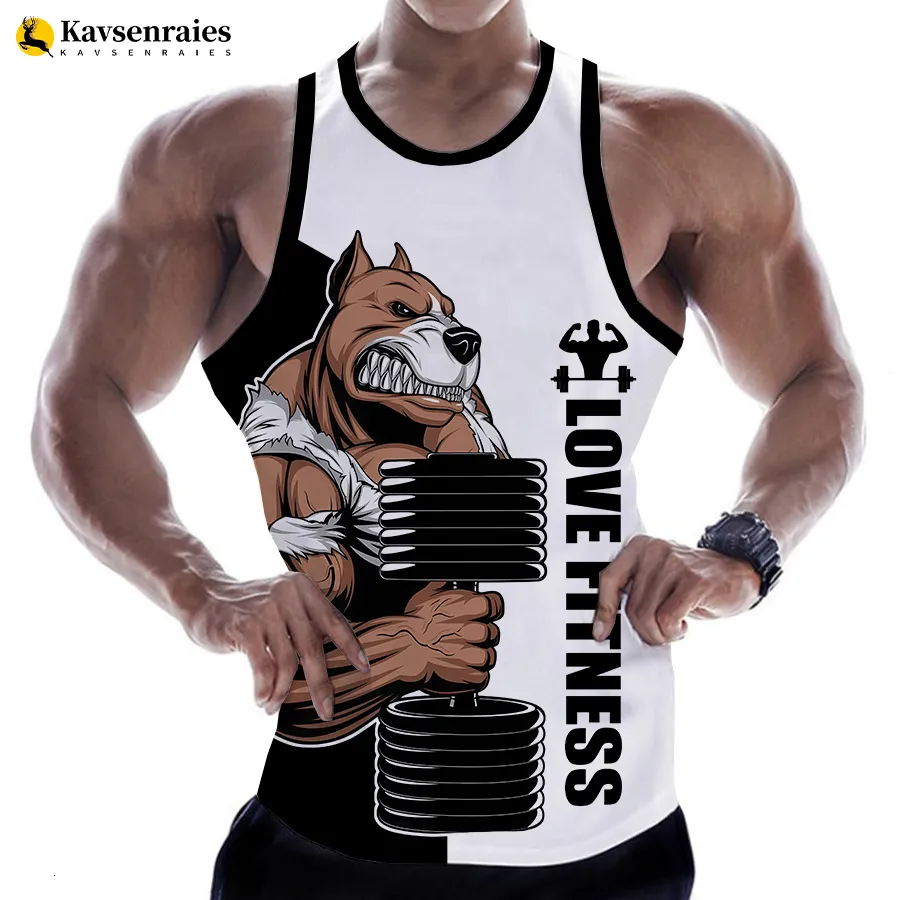 Men's Tank Tops Rottweiler Love Fitness 3D Tank Tops Anime Animal Letter Print Tops Sleeveless Vest Men Women Harajuku Streetwear GYM T-shirt 230607