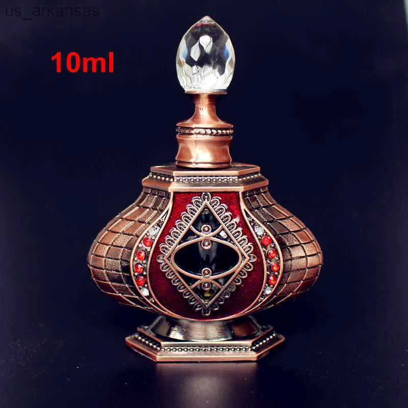 Fragrance 1PC 10ml Vintage Metal Perfume Bottle Retro Arab Style Essential Oil Bottle Antiqued Alloy Wedding Craft Gift L230523