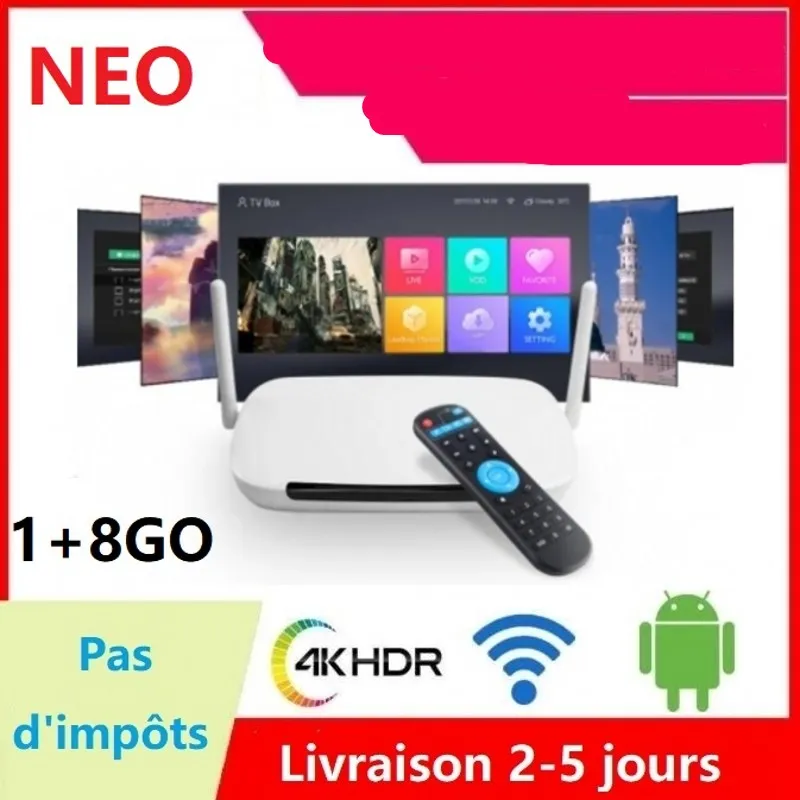 android tv box abonnement 12 mois et lecteur Android 9.0 Q9 (1 + 8 Go) quad core