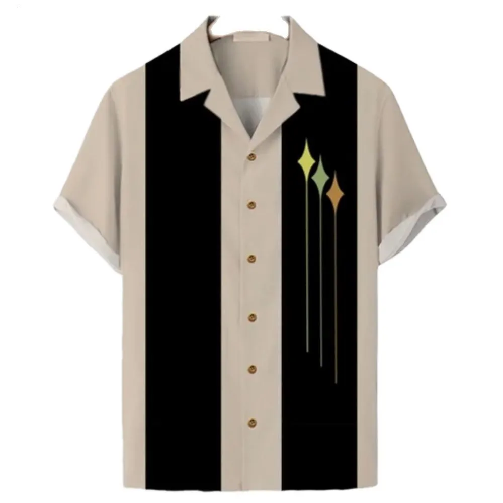 Erkek gündelik gömlek çizgileri basit gömlek erkekler Avrupa boyutu Hawaii gömleği moda kısa kollu caual nefes alabilen üst 230607