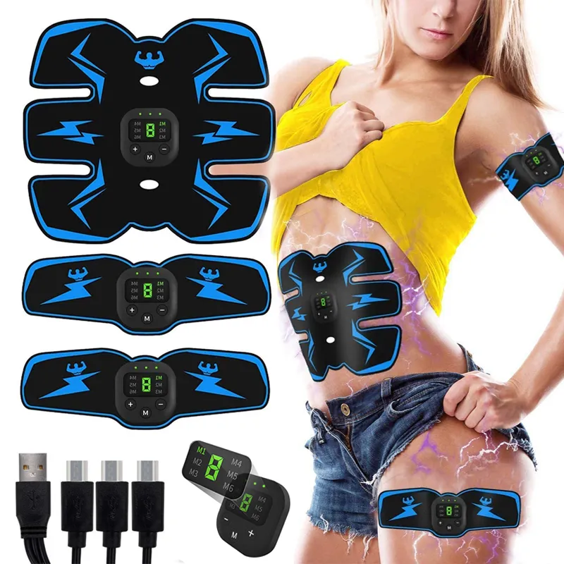 Core Abdominal Trainers EMS Abdominal Abs Muscle Stimulator Trainer Wireless Leg Arm Belly Exercise Electric Weight Loss Stickers Massage Press Slimming 230607